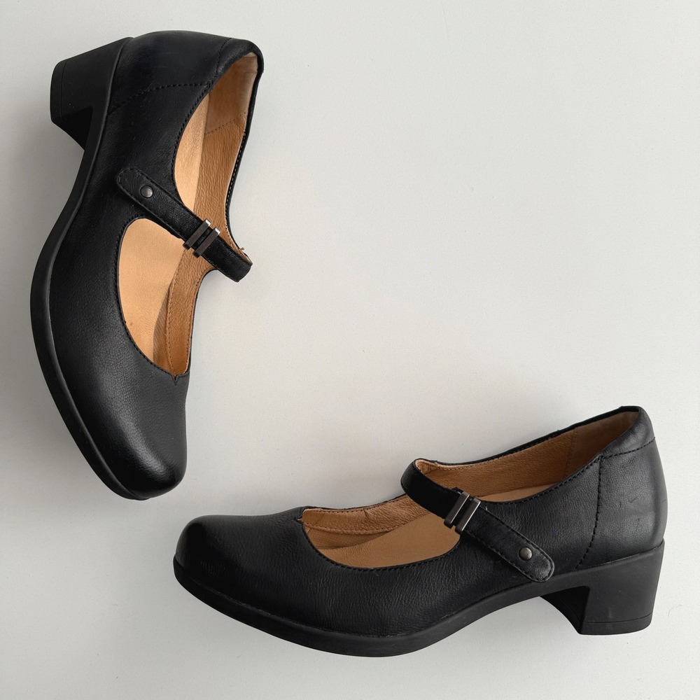 Dansko Callista Heeled Mary Jane Almond Toe Black Comfort Shoes EU 40 US 9 9.5